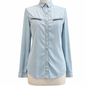 Light Blue Denim Button-Up Shirt